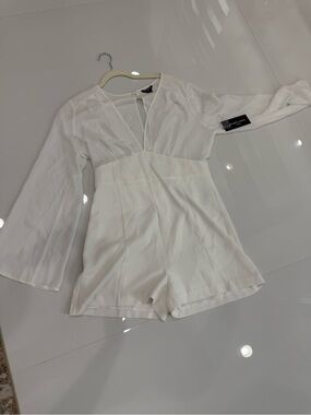 Marciano White V-Neck Long Sleeve Romper